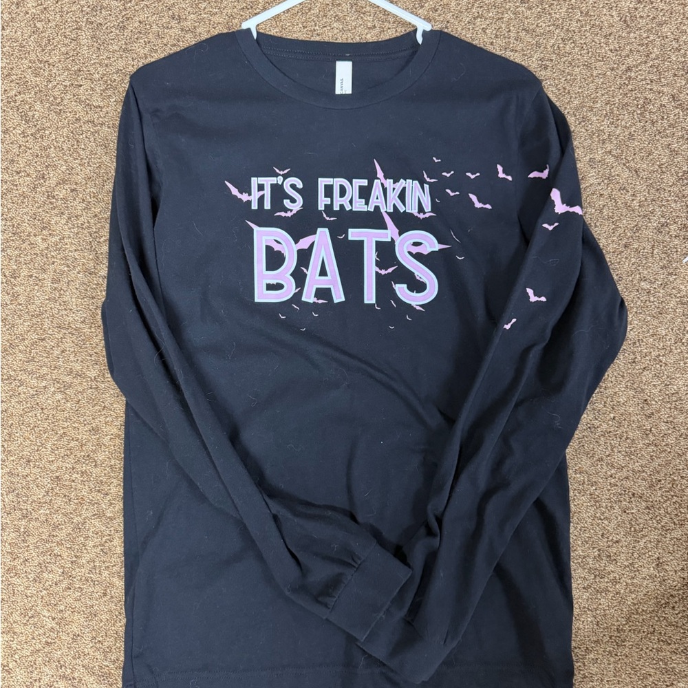 Bella Canvas Black Long Sleeve Tee with Pink Print